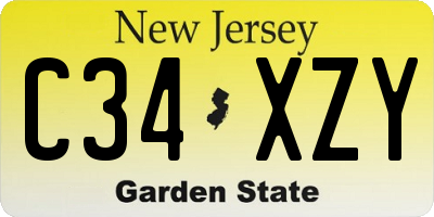 NJ license plate C34XZY