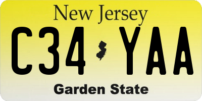 NJ license plate C34YAA