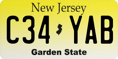 NJ license plate C34YAB