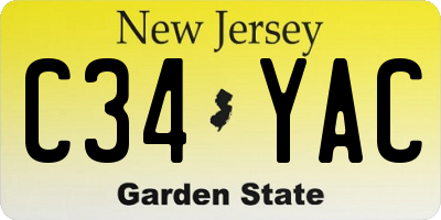 NJ license plate C34YAC