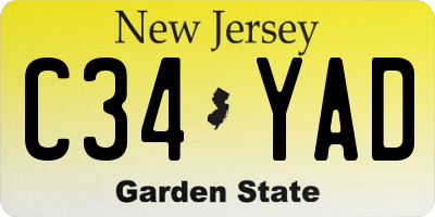 NJ license plate C34YAD
