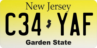 NJ license plate C34YAF