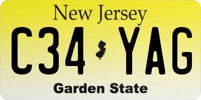 NJ license plate C34YAG