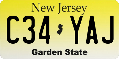 NJ license plate C34YAJ