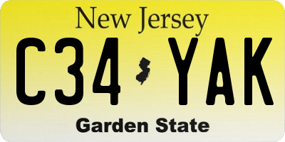 NJ license plate C34YAK