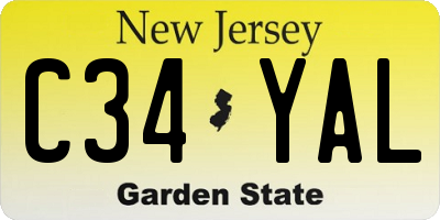 NJ license plate C34YAL