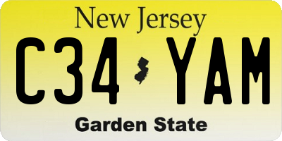 NJ license plate C34YAM