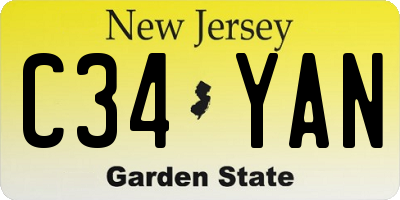 NJ license plate C34YAN