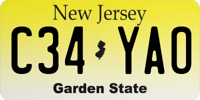 NJ license plate C34YAO