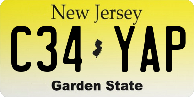 NJ license plate C34YAP