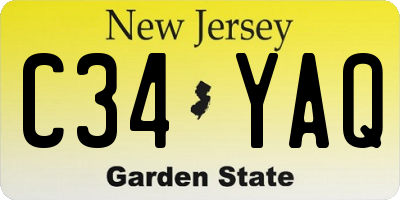 NJ license plate C34YAQ