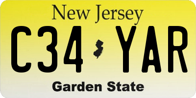 NJ license plate C34YAR