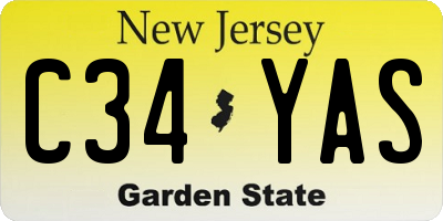 NJ license plate C34YAS