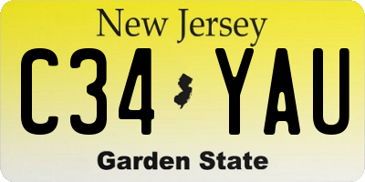 NJ license plate C34YAU