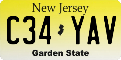 NJ license plate C34YAV