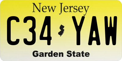 NJ license plate C34YAW