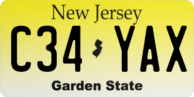 NJ license plate C34YAX