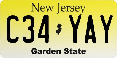 NJ license plate C34YAY