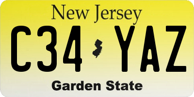 NJ license plate C34YAZ