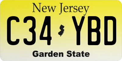 NJ license plate C34YBD