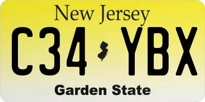 NJ license plate C34YBX