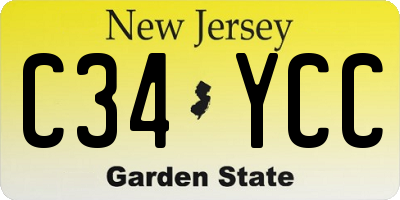 NJ license plate C34YCC