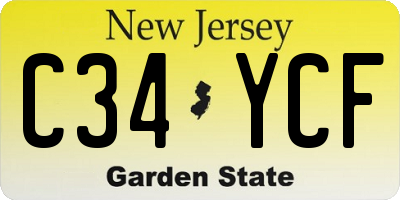 NJ license plate C34YCF