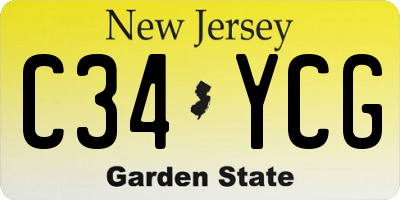 NJ license plate C34YCG