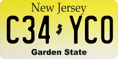 NJ license plate C34YCO
