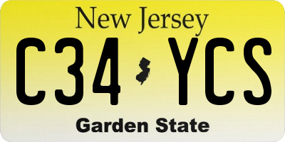 NJ license plate C34YCS