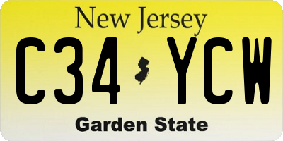 NJ license plate C34YCW