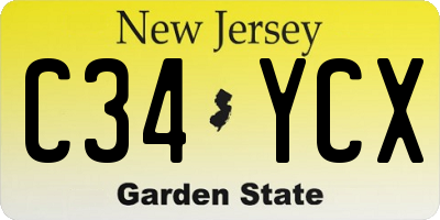 NJ license plate C34YCX