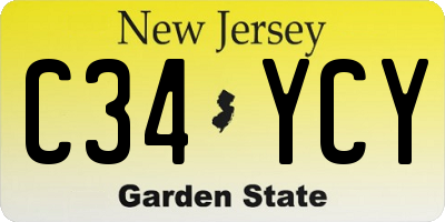 NJ license plate C34YCY
