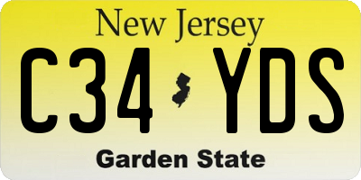 NJ license plate C34YDS
