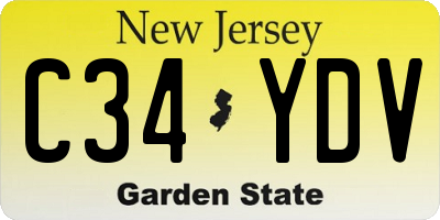NJ license plate C34YDV