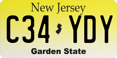 NJ license plate C34YDY
