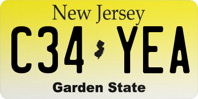 NJ license plate C34YEA