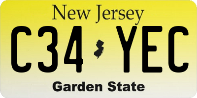NJ license plate C34YEC