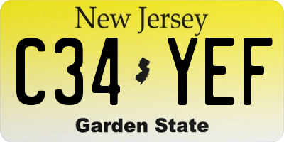 NJ license plate C34YEF