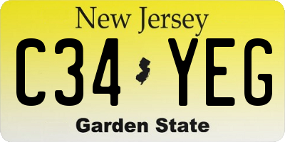 NJ license plate C34YEG