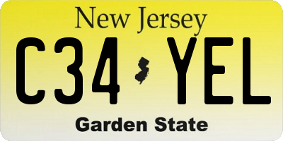 NJ license plate C34YEL