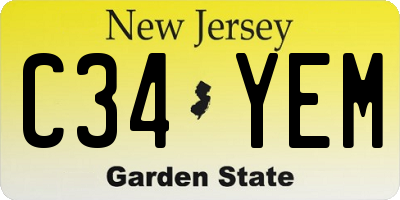 NJ license plate C34YEM