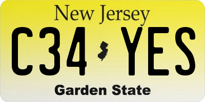 NJ license plate C34YES