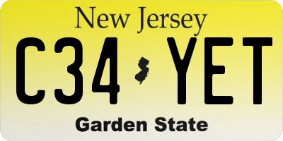 NJ license plate C34YET