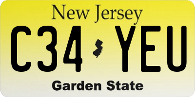 NJ license plate C34YEU