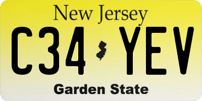 NJ license plate C34YEV