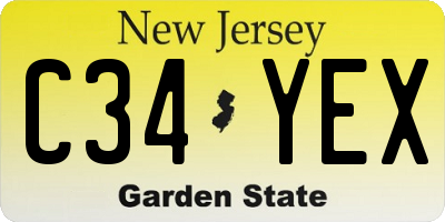 NJ license plate C34YEX