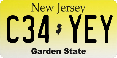 NJ license plate C34YEY