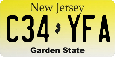 NJ license plate C34YFA