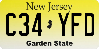 NJ license plate C34YFD